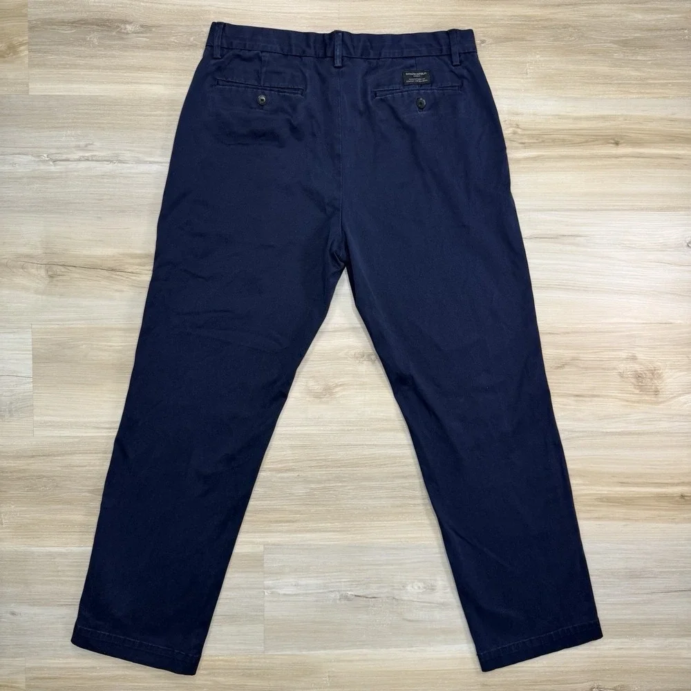 Banana Republic Men Size 34 x 32 Pants Navy Blue Emerson Straight Chinos Stretch
